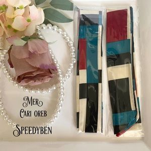 Purse Hair Ribbon Skinny Scarf Set 3/$20